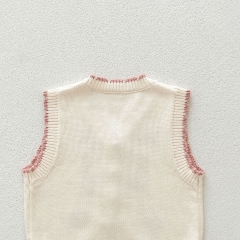 Baby and Toddler Girls' Knitted Sleeveless Strawberry Embroidery Pattern Vest Wholesale