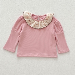 New Arrivals Autumn Baby Girls Floral Print Collar Long Sleeves Top Shirt Wholesale