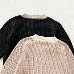 Infant Baby Simple Color Patchwork One Piece Knitted Rompers in Autumn Wholesale