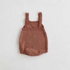 Infant Baby Girls Simple Solid Color One Piece Knitted Overalls Onesies in Autumn Wholesale