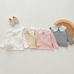 New Arrivals Autumn Baby Girls Simple Knitted Long Sleeves Top Wholesale