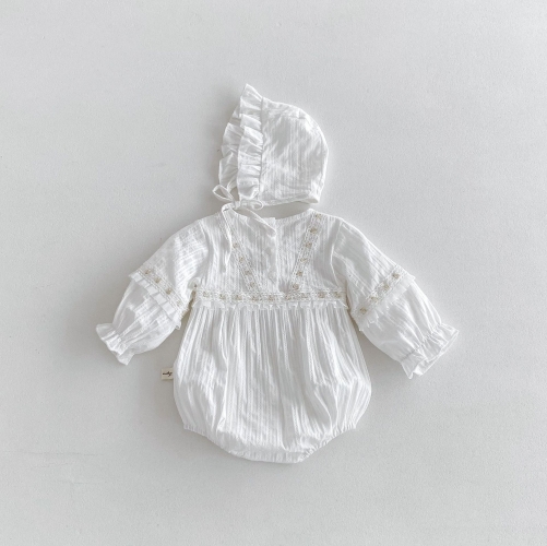 New Arrival Autumn Infant Baby Girls Solid Color Striped One Piece Onesies in Autumn Wholesale