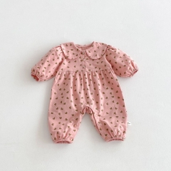 Infant Baby Girls Cute Heart Print Long Sleeve One Piece Romper in Autumn Wholesale