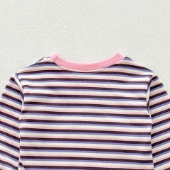 Cute and Versatile Two-Piece Set: Round Neck Striped Top and Pink Pants for Baby Girls and Toddlers Wholesale