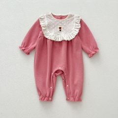 Infant Baby Girls Cute Flowers Pattern Long Sleeve One Piece Romper in Autumn Wholesale