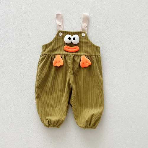 Infant Baby Simple Cute Silly Cartoon Pattern One Piece Strap Overalls Rompers in Autumn Wholesale