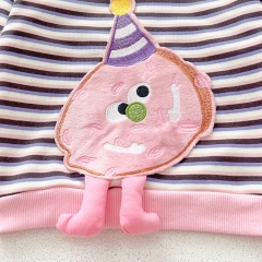 Cute and Versatile Two-Piece Set: Round Neck Striped Top and Pink Pants for Baby Girls and Toddlers Wholesale