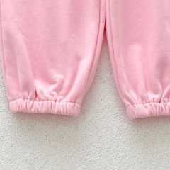 Cute and Versatile Two-Piece Set: Round Neck Striped Top and Pink Pants for Baby Girls and Toddlers Wholesale