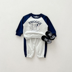 Casual and Versatile Two-Piece Set: Round Neck Cartoon Top Pullover and Pants for Baby and Toddlers Wholesale