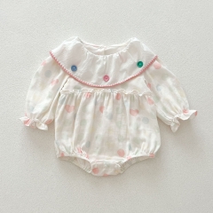 New Arrival Autumn Infant Baby Girls Colorful Heart Pattern One Piece Onesies in Autumn Wholesale