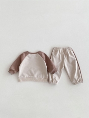2024 Autumn Infant Baby Kids Simple Letters Pattern Long Sleeves Top Pullover + Trousers Casual Sets Wholesale