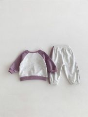 2024 Autumn Infant Baby Kids Simple Letters Pattern Long Sleeves Top Pullover + Trousers Casual Sets Wholesale