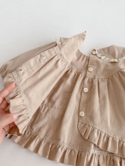 2025 Spring Infant Baby Kids Girls Simple Color Patchwork Dress Wholesale