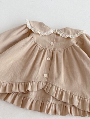 2025 Spring Infant Baby Kids Girls Simple Color Patchwork Dress Wholesale
