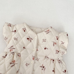 Baby and Toddler Girls' Thick Thermal Fly Sleeves Flowers Pattern Vest Coat Wholesale