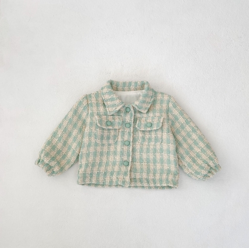 New Winter Infant Baby Kids Girls Plaid Single Breasted Long Sleeves Pocketed Coat Wholesale