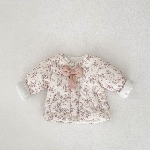 New Winter Infant Baby Kids Girls Floral Print Single Breasted Long Sleeves Coat Wholesale