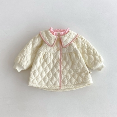 New Winter Infant Baby Kids Girls Color Patchwork Single Breasted Long Sleeves Fashion Coat Wholesale