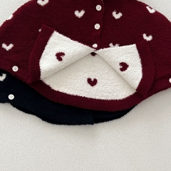 New Winter Infant Baby Kids Girls Heart Pattern Hooded Long Sleeves Knittd Cape Wholesale