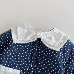 Infant Baby Girls Versatile One Piece Dots Pattern Bodysuit Thick Rompers in Winter Wholesale