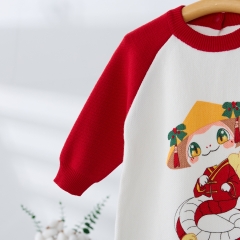 Infant Baby Unisex Versatile One Piece Cartoon Pattern Bodysuit Knitted Rompers in Winter Wholesale