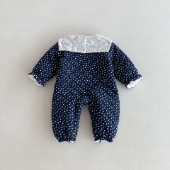 Infant Baby Girls Versatile One Piece Dots Pattern Bodysuit Thick Rompers in Winter Wholesale