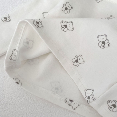 2025 Spring Infant Baby Unisex Teddy Bear Pattern Long Sleeves Top With Strap Overalls Sets Wholesale