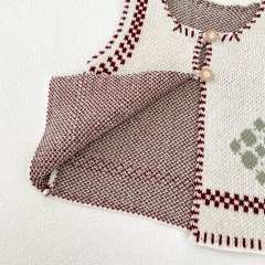 Baby and Toddler Girls' 0-3 Years Knitted Sleeveless Argyle Pattern Single Breasted Vest Wholesale