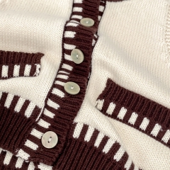Baby and Toddler Girls' 0-3 Years Knitted Sleeveless Color Patchwork Single Breasted Vest Wholesale