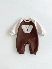Infant Baby Versatile One Piece Puppy Cartoon Pattern Thickened Bodysuit Rompers in Winter Wholesale