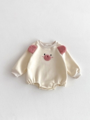 Infant Baby Unisex Teddy Pattern Cartoon Style Long Sleeves One Piece Winter Thickened Bodysuit Onesies Wholesale