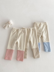 New Arrival Infant Baby Kids Winter Fleece-lined Thick Elastic Patchwork Pants Wholesale