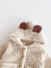 New Arrival Winter Infant Baby Kids Thickened Hooded Top with Bear Ears for Extra Warmth Wholesale