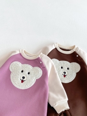 Infant Baby Versatile One Piece Puppy Cartoon Pattern Thickened Bodysuit Rompers in Winter Wholesale