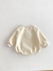 Infant Baby Unisex Teddy Pattern Cartoon Style Long Sleeves One Piece Winter Thickened Bodysuit Onesies Wholesale
