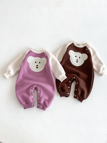 Infant Baby Versatile One Piece Puppy Cartoon Pattern Thickened Bodysuit Rompers in Winter Wholesale