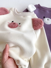 Infant Baby Unisex Teddy Pattern Cartoon Style Long Sleeves One Piece Winter Thickened Bodysuit Onesies Wholesale
