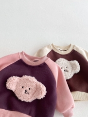 New Arrival Winter Infant Baby Unisex Puppy Cartoon Pattern Long Sleeves Pullover With Pants Casual Sets Wholesale