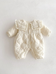 Winter New Arrival Infant Baby Girls Plain Rabbits Embroidered One Piece Bodysuit Rompers Wholesale