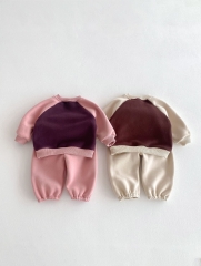 New Arrival Winter Infant Baby Unisex Puppy Cartoon Pattern Long Sleeves Pullover With Pants Casual Sets Wholesale