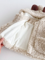 New Arrival Winter Infant Baby Kids Thickened Hooded Top with Bear Ears for Extra Warmth Wholesale