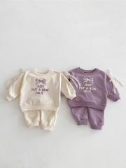 New Arrival Spring Infant Baby Kids Simple Letters Pattern Long Sleeves Top + Trousers Casual Sets Wholesale