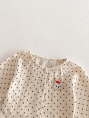 Spring Infant Baby Girls Dots Pattern Long Sleeves Casual Top + Bloomers Cute Sets Wholesale