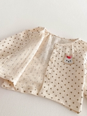 Spring Infant Baby Girls Dots Pattern Long Sleeves Casual Top + Bloomers Cute Sets Wholesale