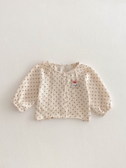 Spring Infant Baby Girls Dots Pattern Long Sleeves Casual Top + Bloomers Cute Sets Wholesale