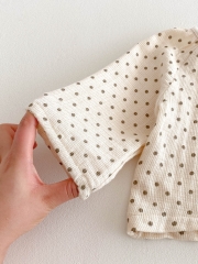 Spring Infant Baby Girls Dots Pattern Long Sleeves Casual Top + Bloomers Cute Sets Wholesale