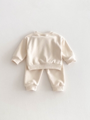 Spring Infant Baby Kids Cartoon Rabbit Pattern Long Sleeves Casual Top + Pants Simple Sets Wholesale