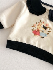 Spring Infant Baby Girls Cartoon Rabbits Pattern Long Sleeves Casual Top + Pants Cute Sets Wholesale