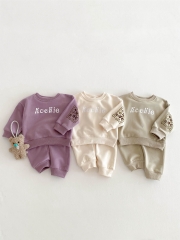 Spring Infant Baby Kids Letters Pattern Long Sleeves Casual Top + Pants Cute Sets Wholesale