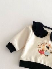 Spring Infant Baby Girls Cartoon Rabbits Pattern Long Sleeves Casual Top + Pants Cute Sets Wholesale